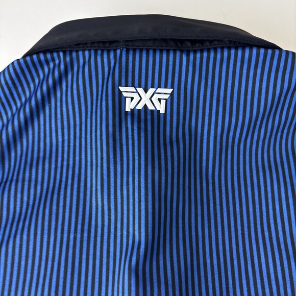 PXG Mens Small Blue/Black Performance Stretch Polo Shirt striped short sleeve - Picture 10 of 11